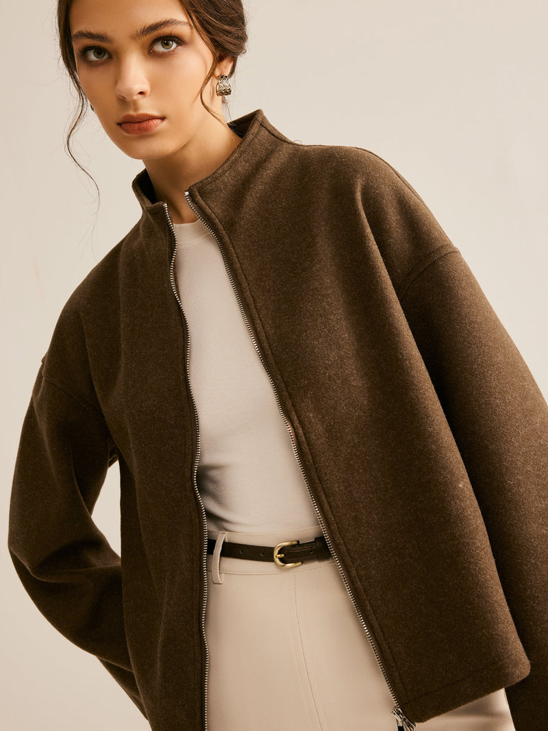 Casaco Casual Tweed com Zíper