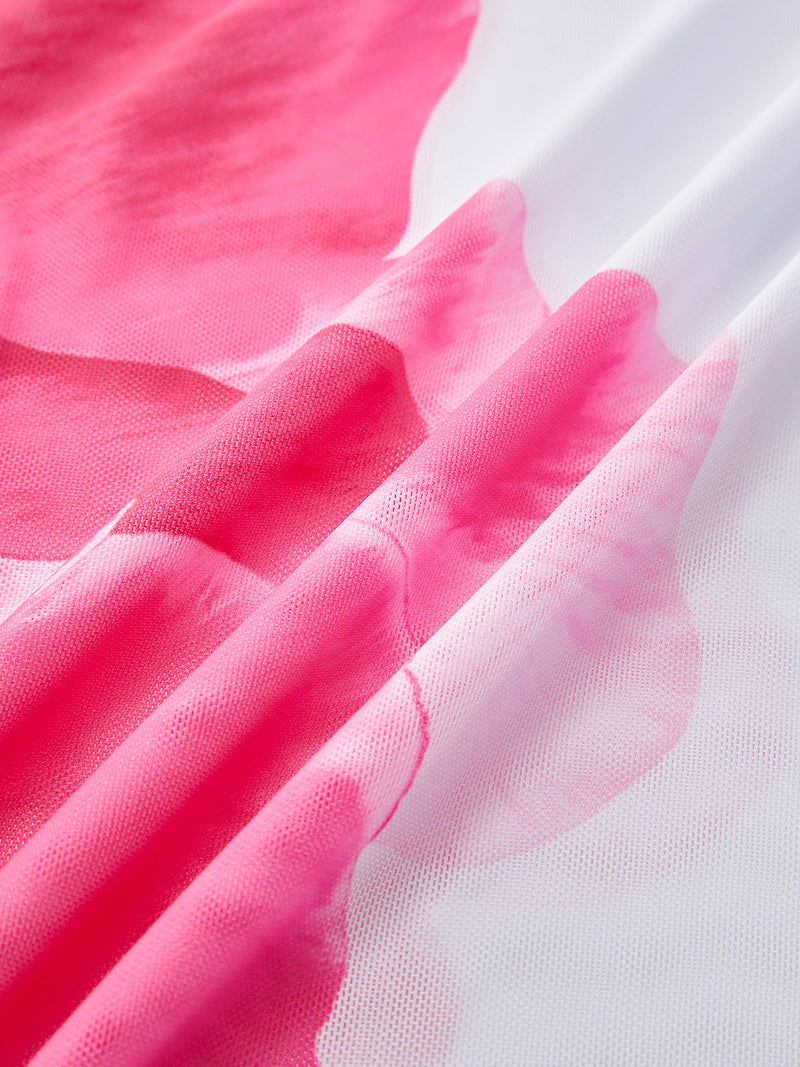 Conjunto de Biquíni e Saia Semitransparente Floral