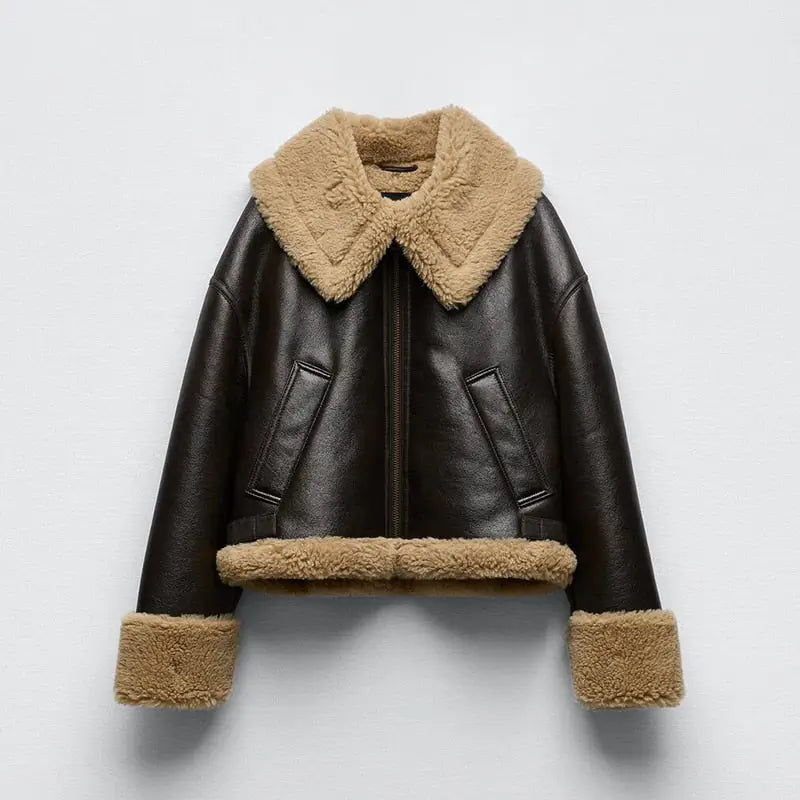 Jaqueta de Couro Forrada em Lã [PRONTA ENTREGA]